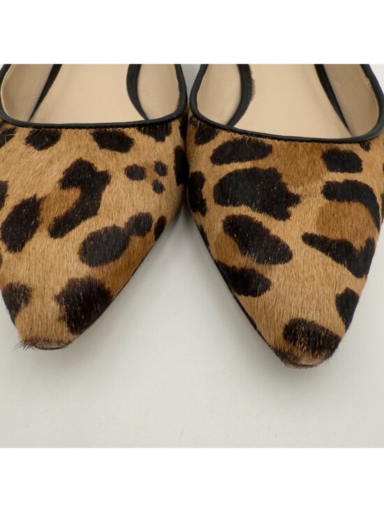 Cole Haan Chelsea Leopard Printed Calf Hair Pointed Toe Loafers 7B Slit Heel - Picture 2 of 11